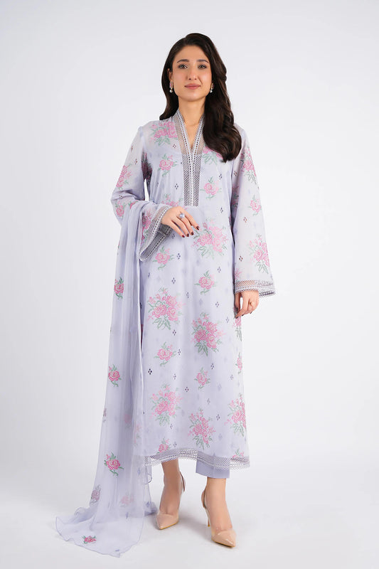 Bareeze Embroidered Lawn 3pc with Embroidered Crinkle Chiffon dupatta- BS2296