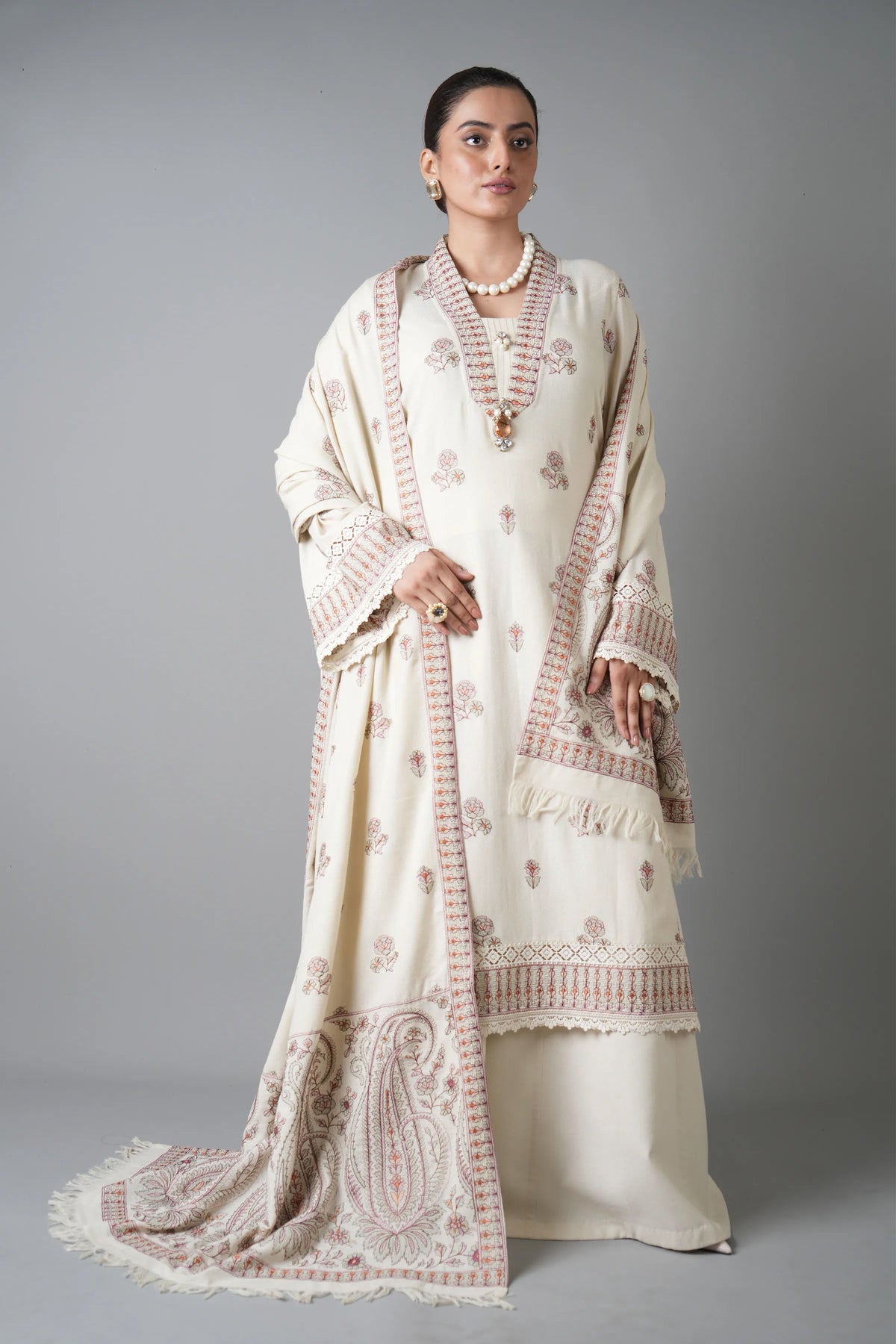 Bareeze 3PC Embroidered Karandi Suit with Embroidered Shwal -BS2312
