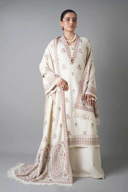 Bareeze 3PC Embroidered Karandi Suit with Embroidered Shwal -BS2312