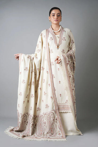 Bareeze 3PC Embroidered Karandi Suit with Embroidered Shwal -BS2312