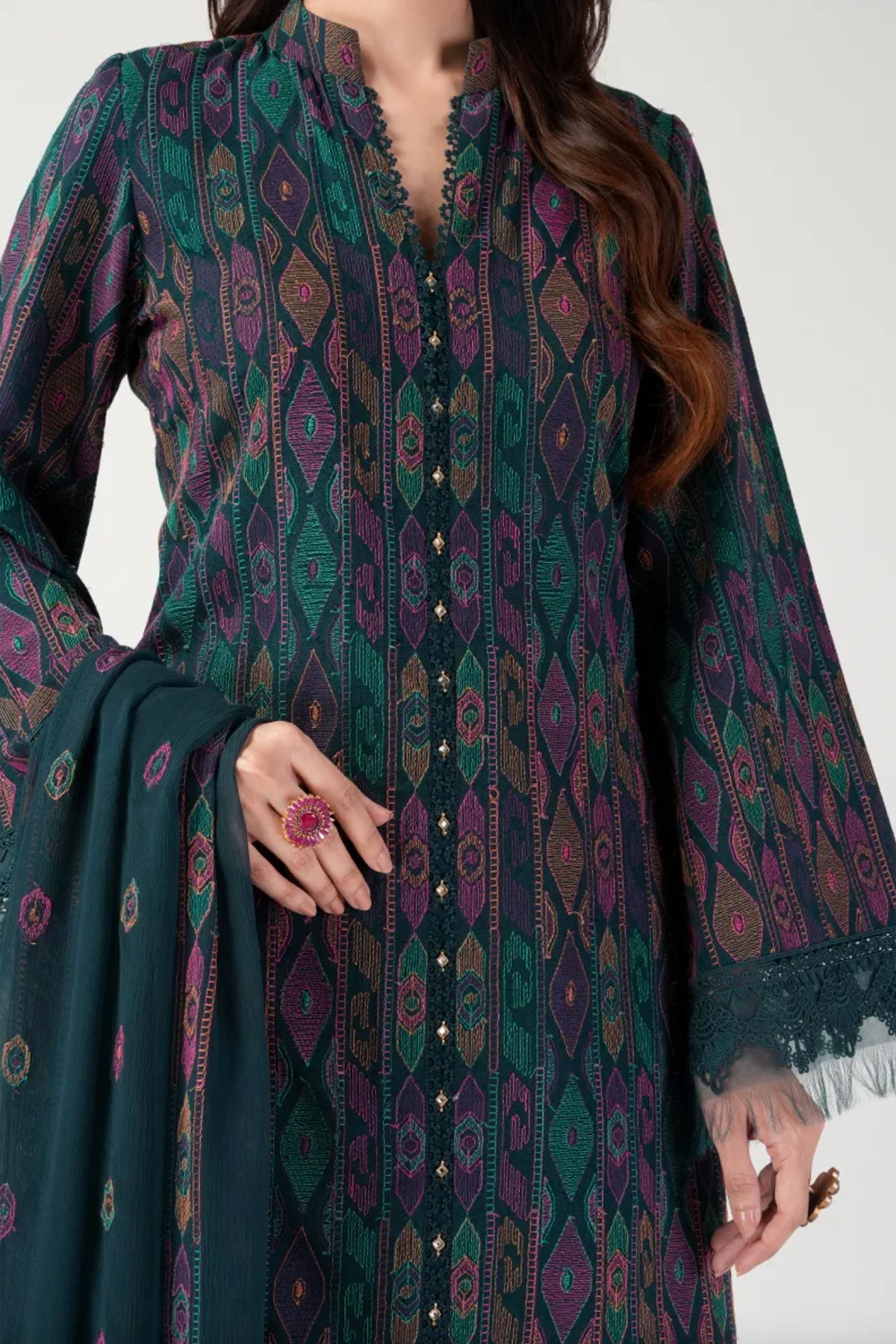Bareeze Embroidered Lawn 3pc with Embroidered Crinkle Chiffon Dupatta- BS2026