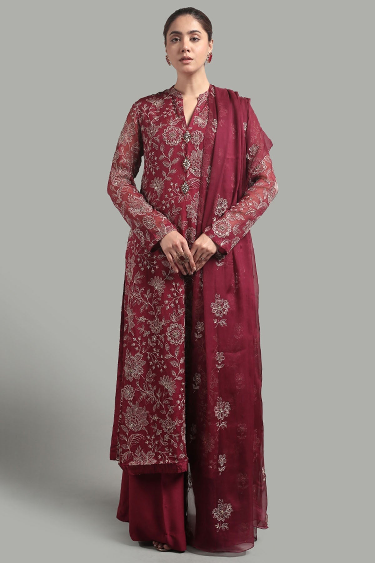 Bareeze Embroidered Lawn 3pc with Embroidered Chiffon Dupatta- BS1914