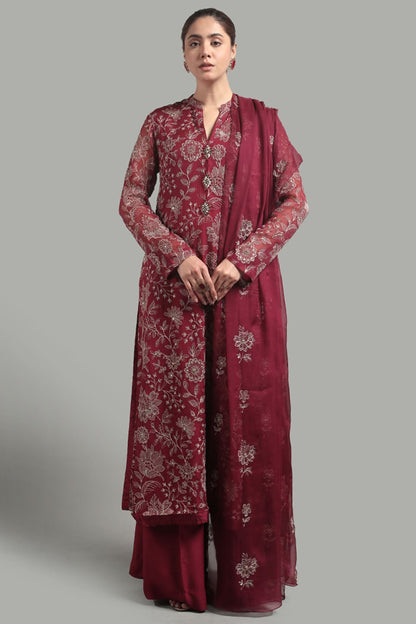 Bareeze Embroidered Lawn 3pc with Embroidered Chiffon Dupatta- BS1914