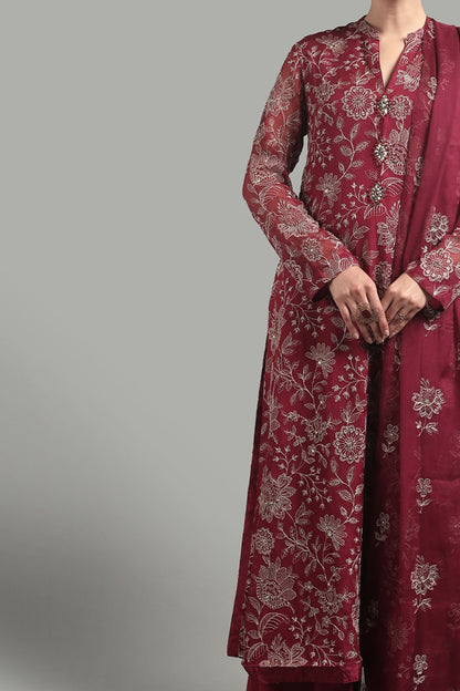 Bareeze Embroidered Lawn 3pc with Embroidered Chiffon Dupatta- BS1914