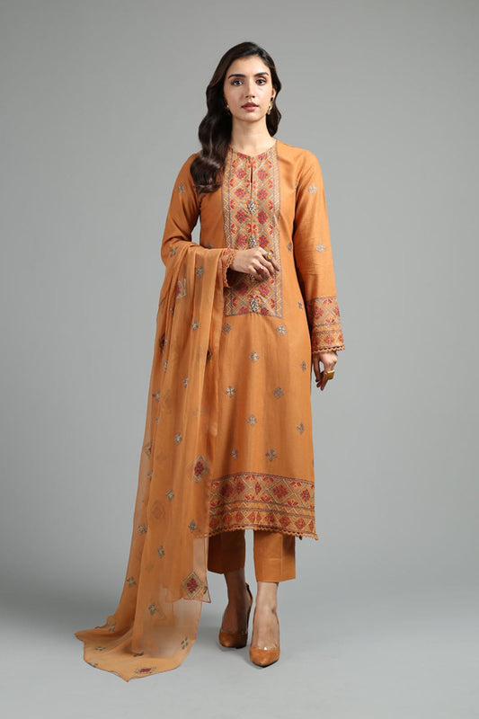 Bareeze Embroidered Lawn 3pc with Embroidered Chiffon Dupatta- BS1882