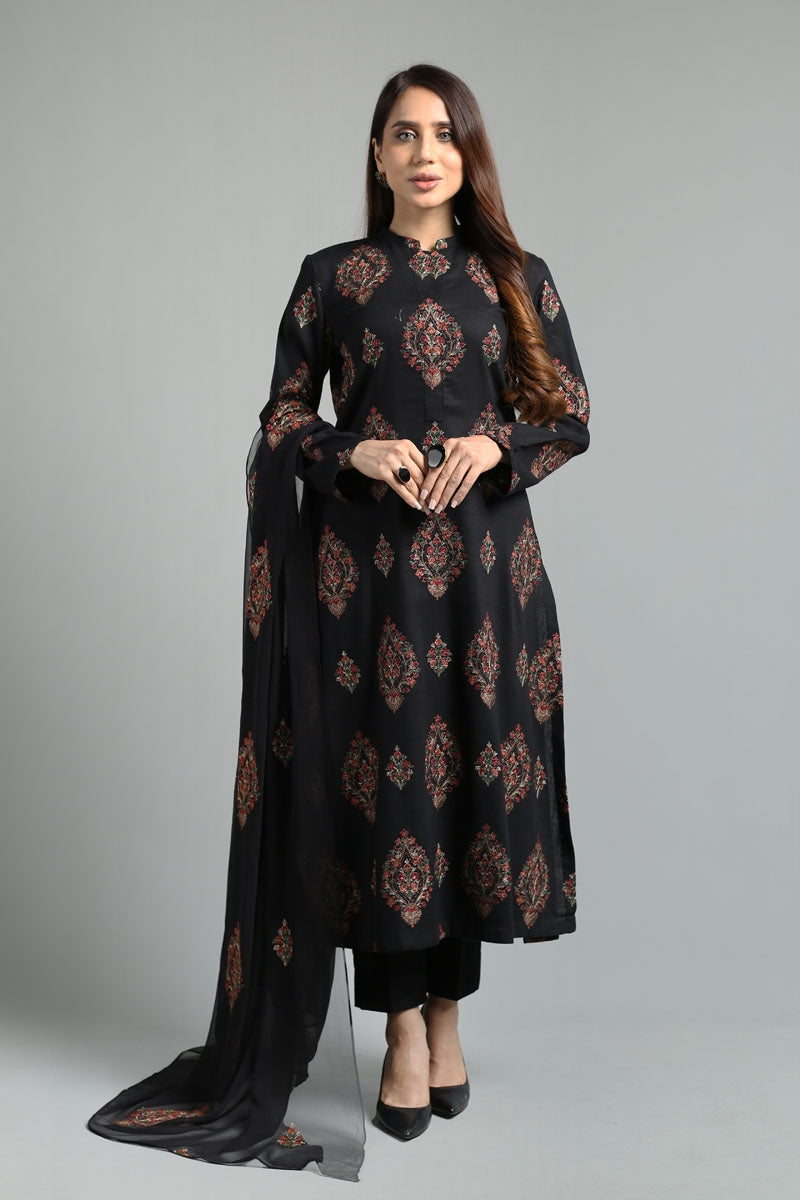 Bareeze Embroidered Lawn 3pc with Embroidered Chiffon Dupatta- BS1876