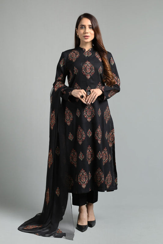 Bareeze Embroidered Lawn 3pc with Embroidered Chiffon Dupatta- BS1876