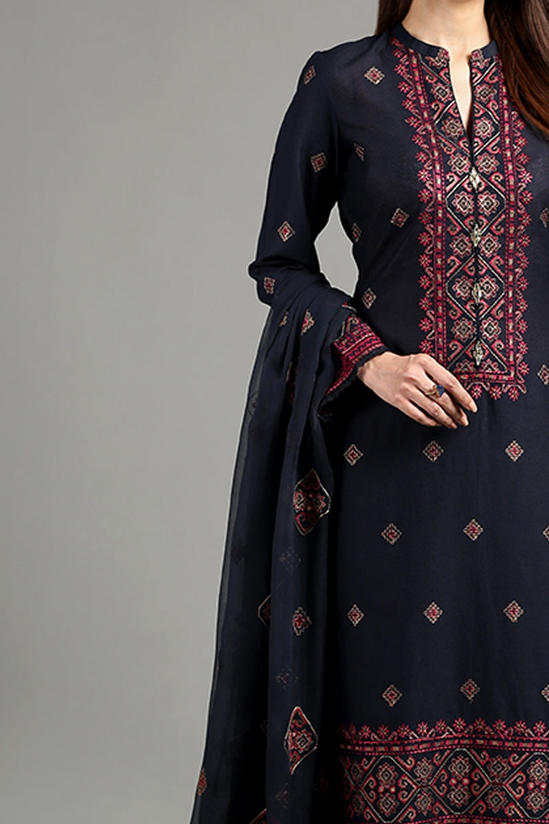 Bareeze Embroidered Lawn 3pc with Embroidered Chiffon Dupatta- BS1879