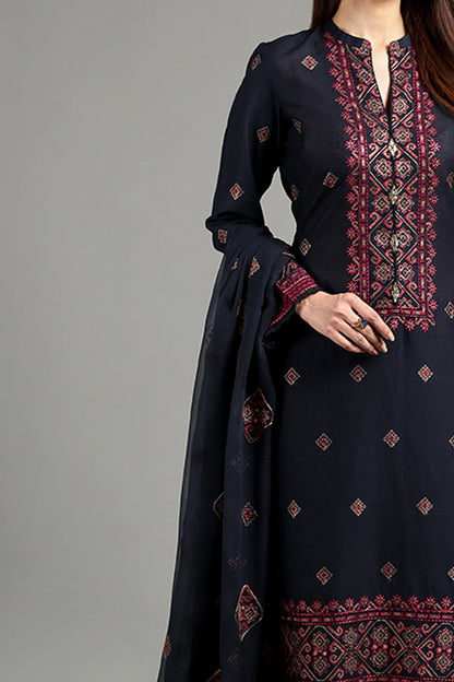 Bareeze Embroidered Lawn 3pc with Embroidered Chiffon Dupatta- BS1879