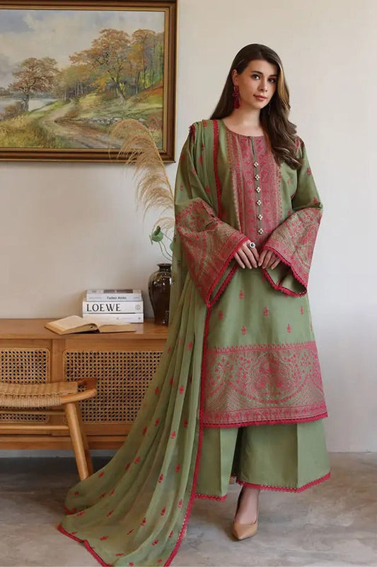Bareeze Embroidered Lawn 3pc with Embroidered Chiffon Dupatta- BS2023