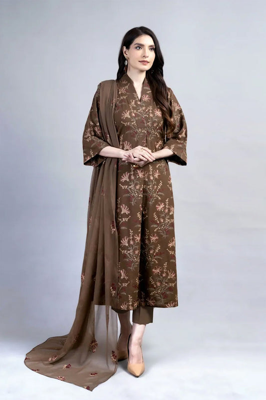 Bareeze Embroidered Lawn 3pc with Embroidered Crinkle Chiffon Dupatta- BS2024